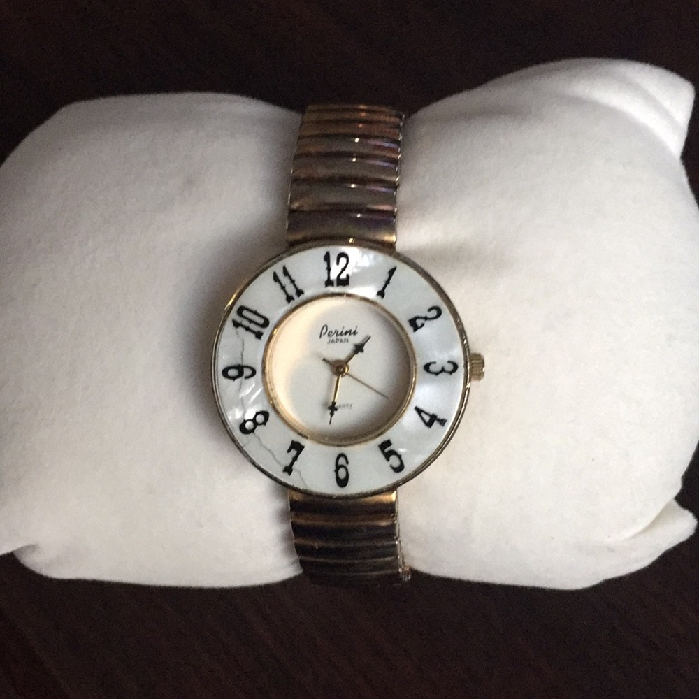 Perini watch gold color and mother of pearl bezel quartz Japan movement